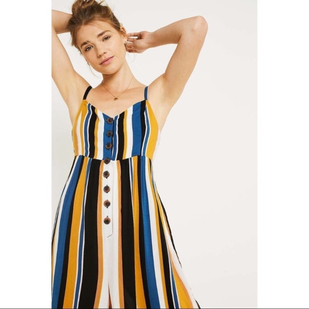 Urban Outfitters Tootsie Vertical Stripe Multi Button-Through Jumpsuit EUC Sz XS - Picture 3 of 8